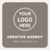 Modern Custom Logo Creative Agency Taupe Business Vierkante Sticker (Voorkant)