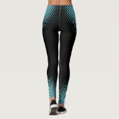 Modern Custom Logo Electric-Blue Halftone on Black Leggings (Achterkant)
