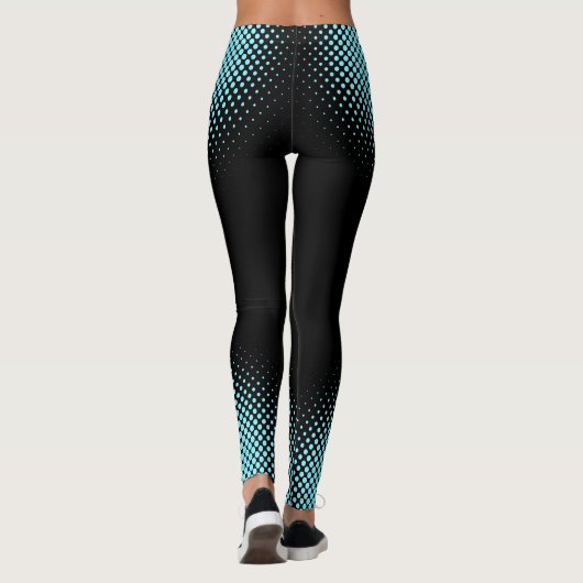 Modern Custom Logo Electric-Blue Halftone on Black Leggings (Achterkant)