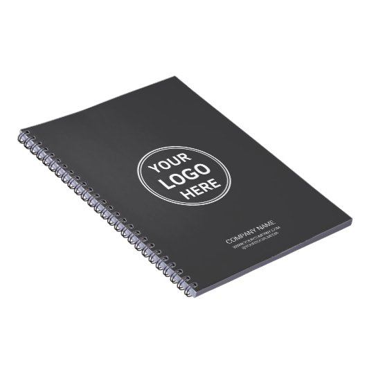 Modern Custom Logo Gray Corporate Business Notitieboek (Rechterzijde)