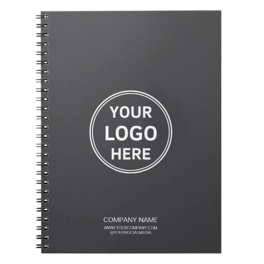 Modern Custom Logo Gray Corporate Business Notitieboek (Voorkant)