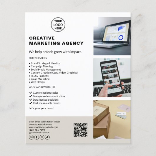 Modern Custom Logo Marketing Agency Business Flyer (Voorkant)