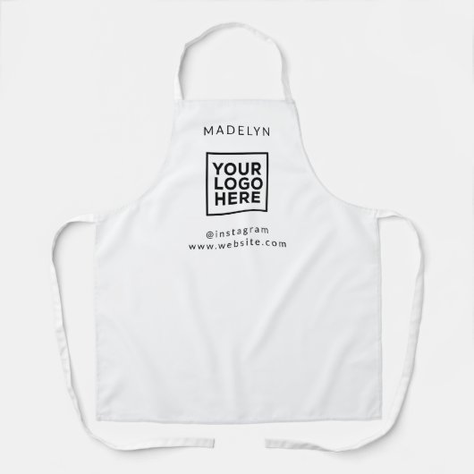 Modern Custom Logo Medewerker Personeelsnaam Wit Schort (Voorkant)