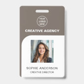 Modern Custom Logo Photo Employee Staff Name Badge (Voorkant)