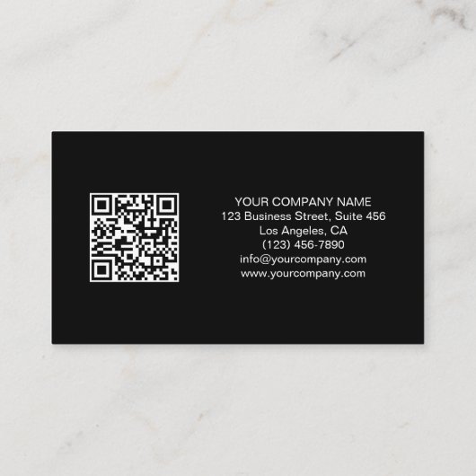Modern Custom Logo Photo QR Zwart Visitekaartje (Achterkant)