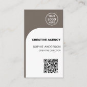Modern Custom Logo QR Creative Agency Taupe Visitekaartje (Voorkant)