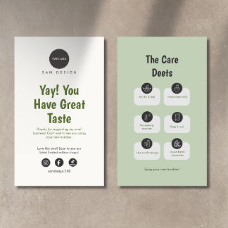 Modern Custom Logo Social Media Tumbler Care Card Visitekaartje