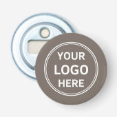 Modern Custom Logo Taupe Business Button Flesopener (Voorkant)