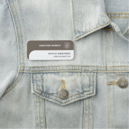 Modern Custom Logo Taupe Employee Staff Naamplaatje