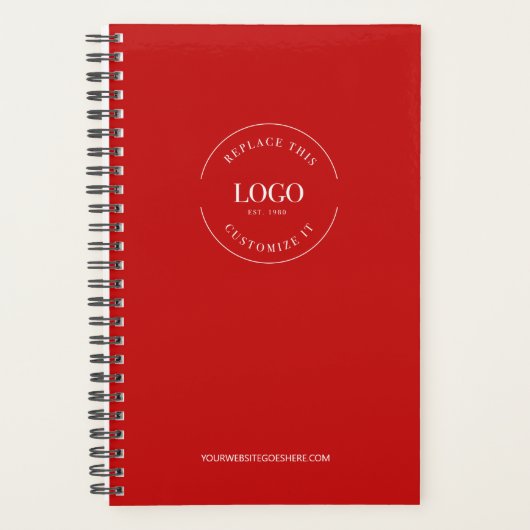 Modern Custom Logo website rood Branded Planner (Voorkant)