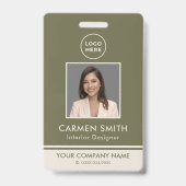 Modern Custom Luxe Olijfgroen met logo Badge (Voorzijde)