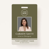 Modern Custom Luxe Olijfgroen met logo Badge (Voorkant)