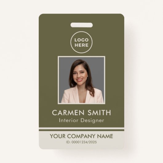 Modern Custom Luxe Olijfgroen met logo Badge (Voorkant)