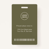 Modern Custom Luxe Olijfgroen met logo Badge (Achterkant)