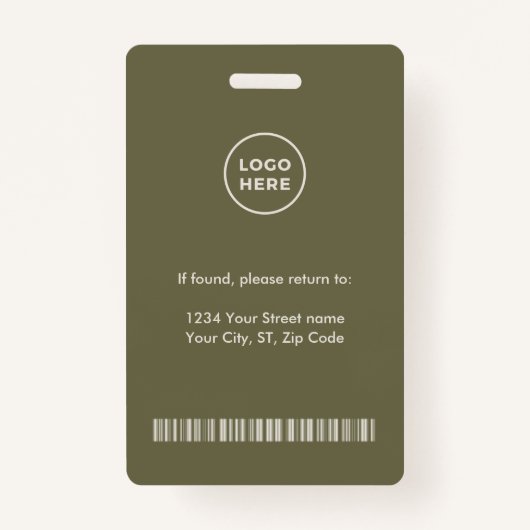 Modern Custom Luxe Olijfgroen met logo Badge (Achterkant)