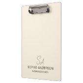 Modern Custom Monogram Cream Business Klembord (Links)