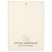 Modern Custom Monogram Cream Business Klembord (Achterkant)