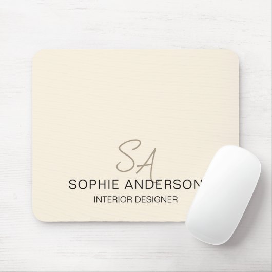 Modern Custom Monogram Cream Professional Business Muismat (Met muis)