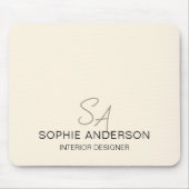 Modern Custom Monogram Cream Professional Business Muismat (Voorkant)