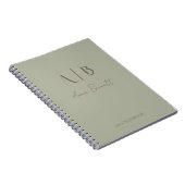 Modern Custom Monogram Initialen Naam Dusty Sage Notitieboek (Rechterzijde)