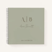 Modern Custom Monogram Initialen Naam Dusty Sage Notitieboek (Voorkant)