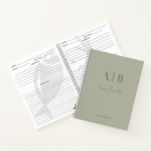 Modern Custom Monogram Initialen Naam Dusty Sage Notitieboek (Binnen)