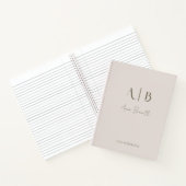 Modern Custom Monogram Initialen Naam Licht Beige Notitieboek (Binnen)