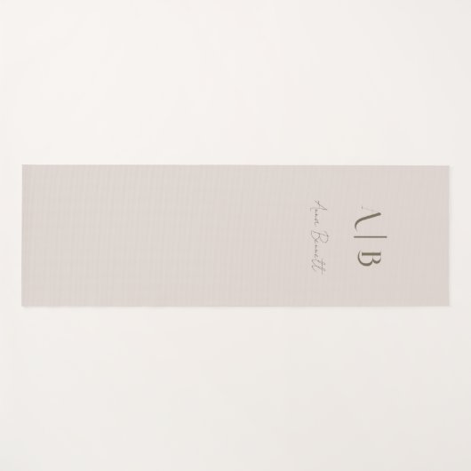 Modern Custom Monogram Initialen Naam Licht Beige Yogamat (Voorkant (horizontaal))