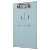 Modern Custom Monogram Initialen Naam Pastel Blauw Klembord (Links)