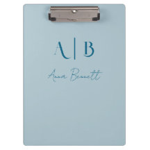 Modern Custom Monogram Initialen Naam Pastel Blauw
