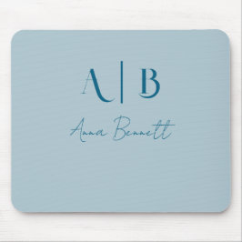 Modern Custom Monogram Initialen Naam Pastel Blauw Muismat