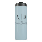 Modern Custom Monogram Initialen Naam Pastel Blauw Thermosbeker (Voorkant)