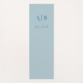 Modern Custom Monogram Initialen Naam Pastel Blauw Yogamat (Voorkant)