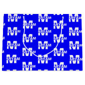 Modern Custom Monogram Naam Royal Blue Cadeau Bag Groot Cadeauzakje (Voorkant)