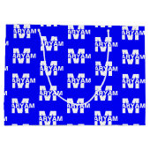 Modern Custom Monogram Naam Royal Blue Cadeau Bag Groot Cadeauzakje (Achterkant)