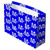 Modern Custom Monogram Naam Royal Blue Cadeau Bag Groot Cadeauzakje (Achterkant Gekanteld)