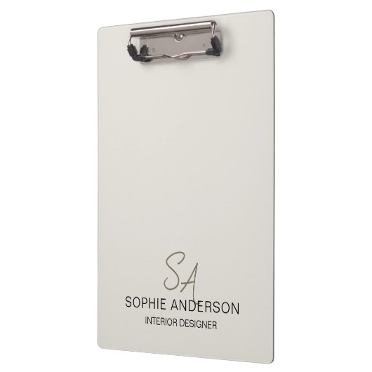 Modern Custom Monogram Professioneel Bedrijf Klembord (Links)