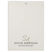 Modern Custom Monogram Professioneel Bedrijf Klembord (Achterkant)