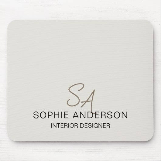 Modern Custom Monogram Professioneel Bedrijf Muismat (Voorkant)