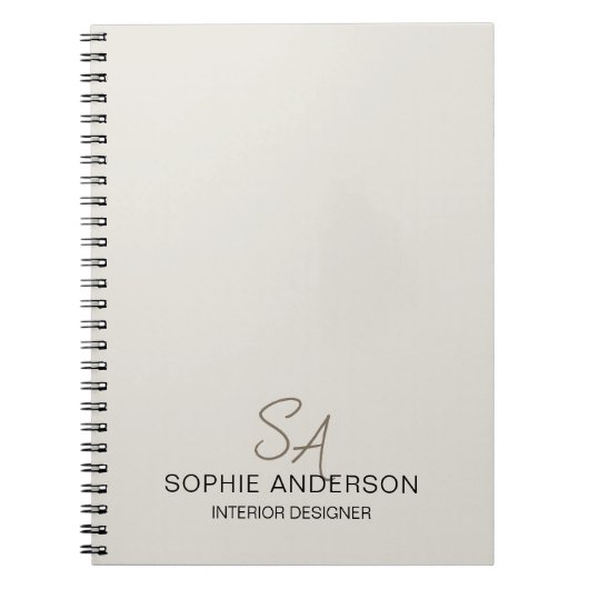 Modern Custom Monogram Professioneel Bedrijf Notitieboek (Voorkant)