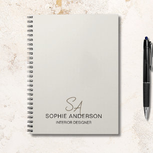 Modern Custom Monogram Professioneel Bedrijf Notitieboek