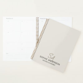 Modern Custom Monogram Professioneel Bedrijf Planner