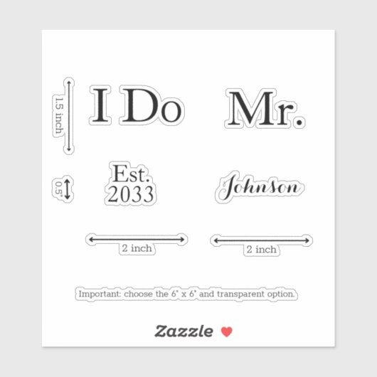 Modern Custom Mr I Do Groom Wedding Shoes Decal Sticker (Vel)