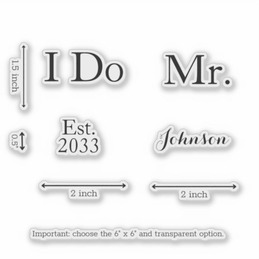 Modern Custom Mr I Do Groom Wedding Shoes Decal Sticker (Voorkant)