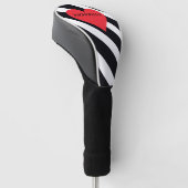 Modern Custom Name B & W Gestreept Schattige Rood  Golfheadcover (Schuin)