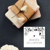 Modern Custom Name Heart Rustic Wildflowers Rubberstempel