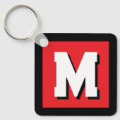 Modern custom name initial monogram metal sleutelhanger (Voorkant)