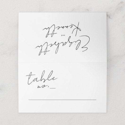 Modern Custom Names Black White Wedding Plaatskaartje (Buitenkant ongevouwen)