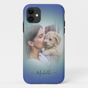 Modern Custom One Photo Blauw Blauwgroen Gradient Case-Mate iPhone Case
