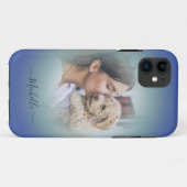 Modern Custom One Photo Blauw Blauwgroen Gradient Case-Mate iPhone Case (Achterkant (horizontaal))
